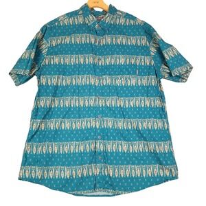 Eddie Bauer Men's T2XL Classic Fit Short‎ Sleeve Button Up Shirt Surfboard Print